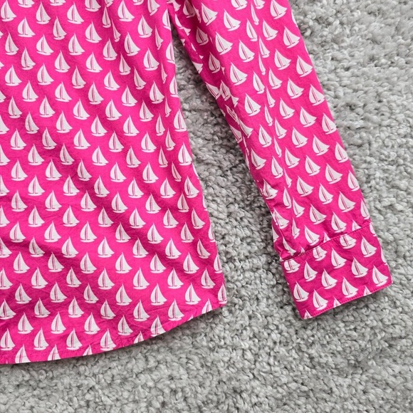 Vineyard Vines Womens‎ Sailboat Print Button Up Shirt Pink Size 2 Nautical - Picture 3 of 12